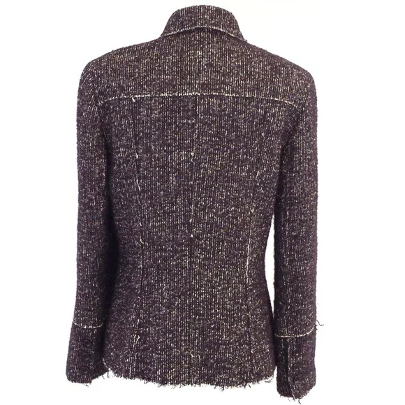 Lafayette 148 Alpaca Wool Bouche Purple Multi Blazer Jacket Petite Size 2 - Picture 2 of 9